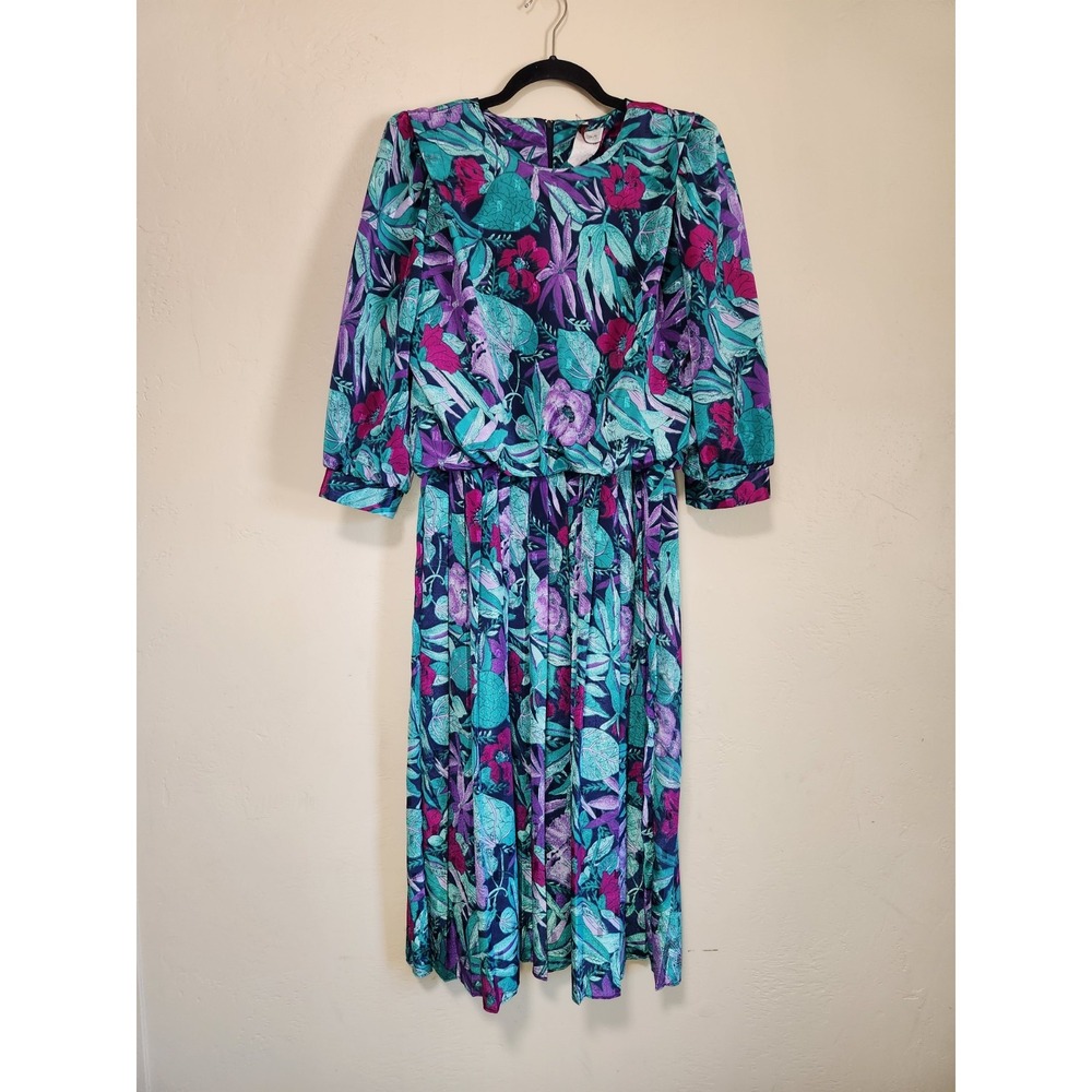 Vintage Shelly Michaels‎ Floral Blouson Dress Size 7/8